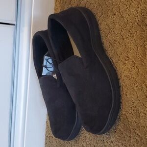 Mens Dearfoams Black Dawson Microsuede Moccasin Slippers Size Small 7/8 NWT